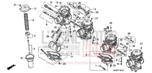 CARBURATEUR (PIECES CONSTITUTIVES) CBR1000FL de 1990
